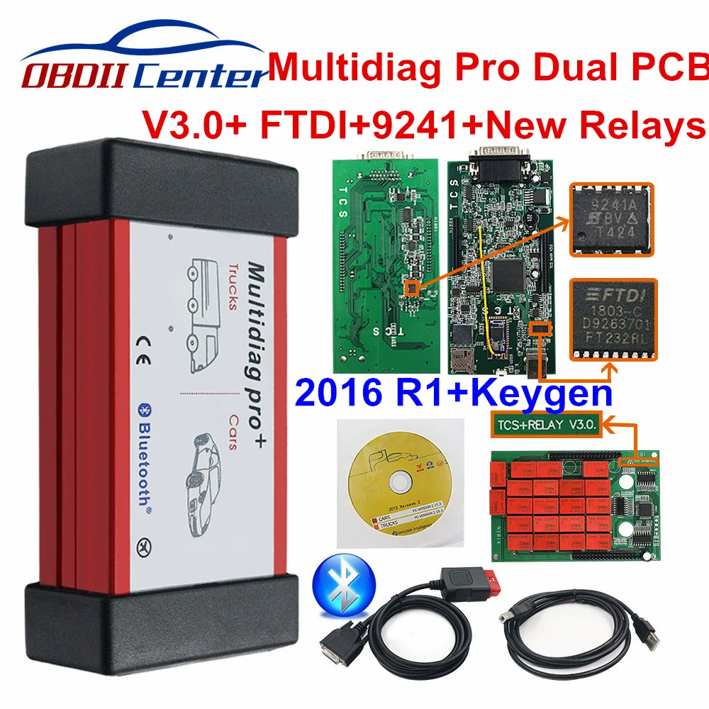 

2018 Multidiag Pro Bluetooth Car Truck Diagnostic Scanner Multidiag-pro TCS CDP Pro 150 Green Dual PCB V3.0 FTDI 9241A 2016 R1