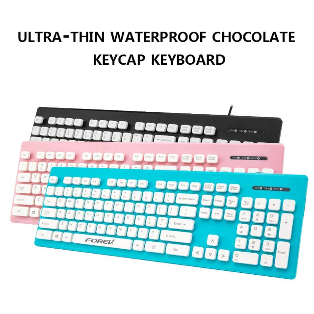 Best Offers Cute 104 Keys Cap Waterproof Silence Office Wired Keyboard for PC Laptop Computer XXM8