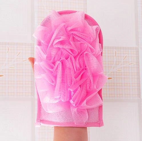 FEIGO 1 шт шарик для ванны/губка для ванны/насадка для душа с цветком для тела, щетка для ухода за кожей, спа отшелушивающие рукавицы, перчатки для мытья, F01 - Цвет: F01 Pink