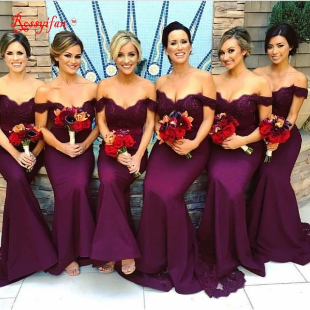 2017 Long Purple Burgundy Bridesmaid Dresses With Lique 2017 Long Purple Burgundy Bridesmaid Dresses With Lique Lace Mermaid Wedding Party Vestido De