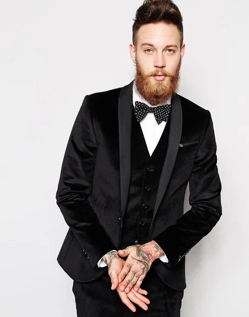 Custom Made Groomsmen Shawl Lapel Groom Tuxedos Black Velvet Men Custom Made Groomsmen Shawl Lapel Groom Tuxedos Black Velvet Men Suits Wedding Best Man Blazer