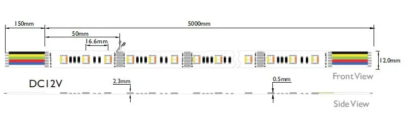5 colors in 1 led SMD5050 WRGBWW strip light RGBCCT color changeable RGB+(2700-6500K) led tape 60led 20Wm DC12VDC24V 5mReel333