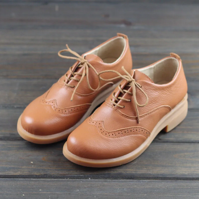 

The first layer of leather hollow open-pointed casual shoes Spring and summer England small leather flat-bottom shoes