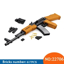 AUSINI 22706 Technic Военная серия AK-47 штурмовая модель винтовки набор строительных блоков классическое ружье обучающие игрушки для детей