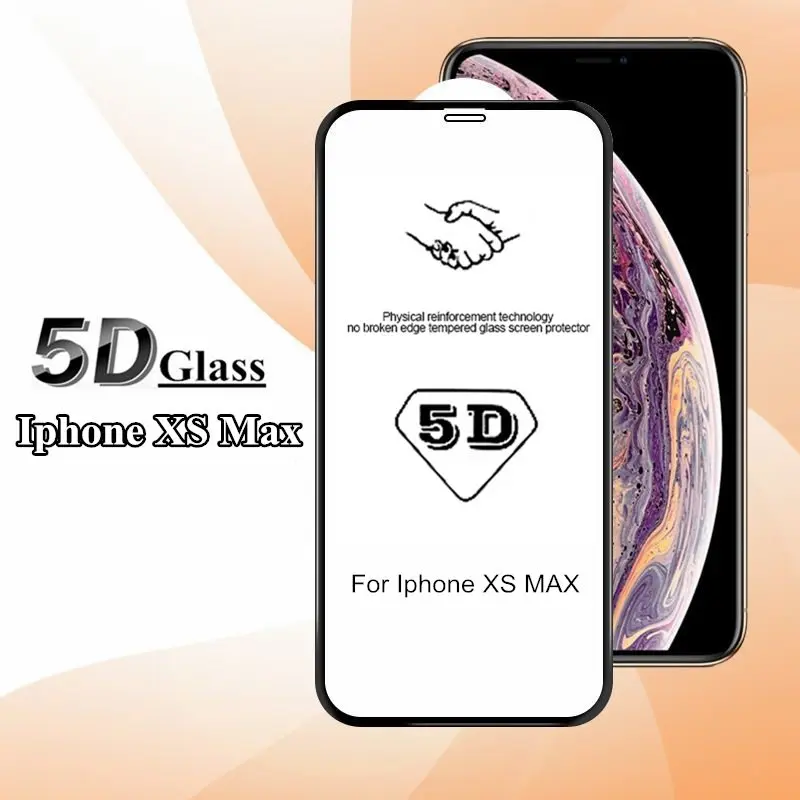 5D полный чехол для iphone 6 6 S 7 8 Plus X XS Max XR подходящий экран защитный закаленное стекло для I6 I7 I8 пленка - Цвет: For iPhone XS Max