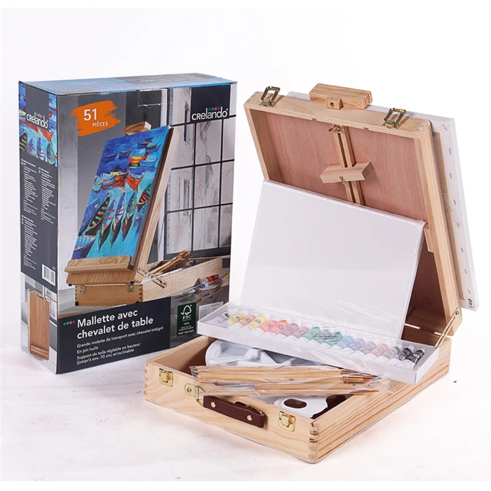 Hardcover Propylene Painting Tools Set With Pine Oil Painting Box 8