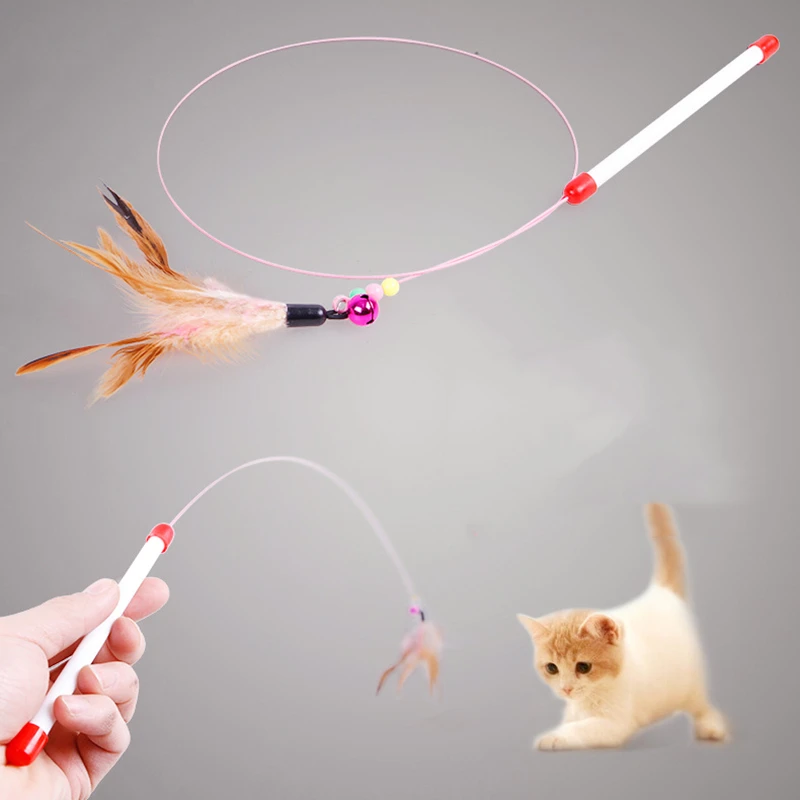 

Interactive Pets Cat Toys Colorful Bird Feather 4 Options Plush Plastic Fish For Small Medium Cats Catcher Teaser Free Shipping