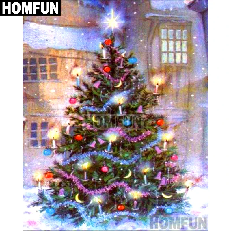 

HOMFUN Full Square/Round Drill 5D DIY Diamond Painting "Christmas tree" Embroidery Cross Stitch 5D Home Decor Gift A01865