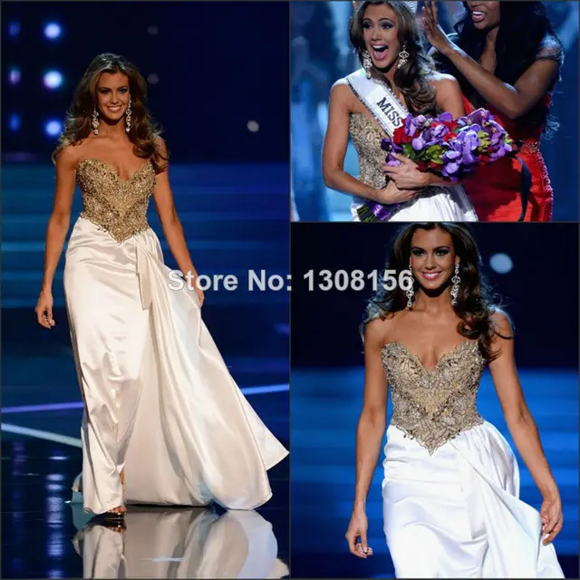 White and Gold Pageant Dresses