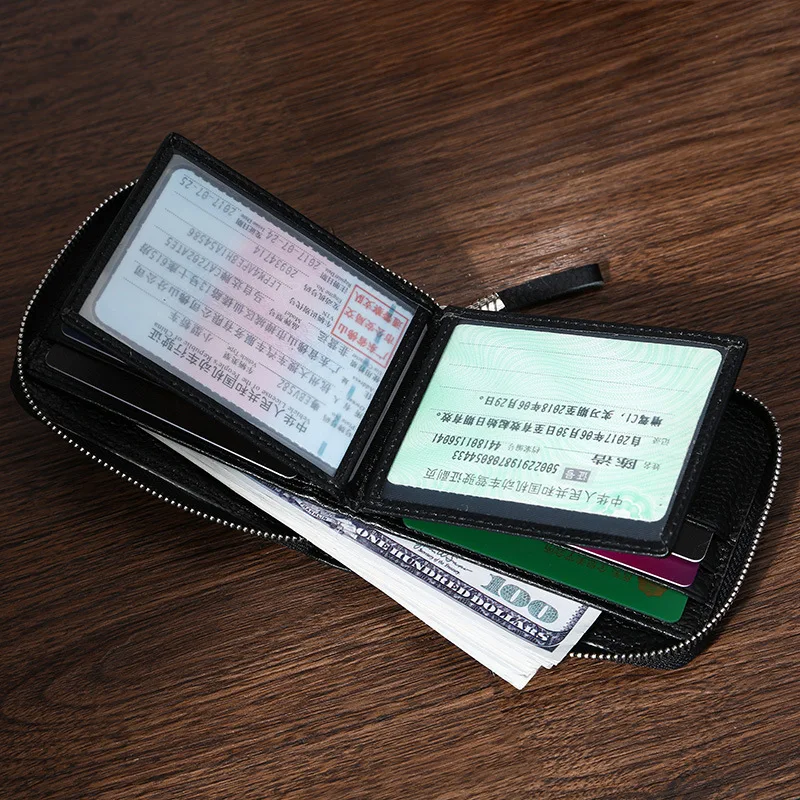 Koop Portemonnee voor Vrouwen Echt Lederen mannen Mode Rits Portemonnee Fijne Koe Lederen Hoge Capaciteit Compacte Casual Gent Pocket portemonnee