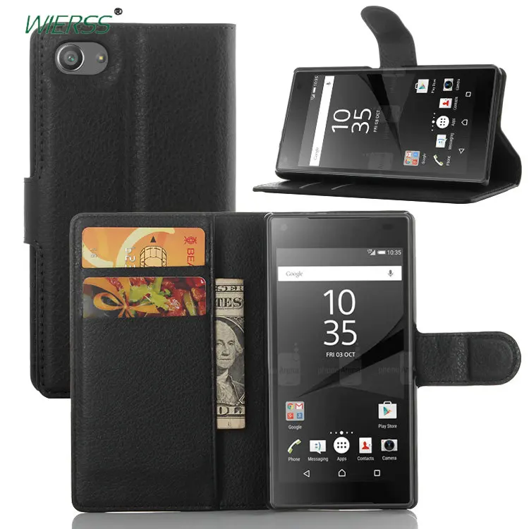 

Wallet Flip Leather Case for Sony Xperia Z5 Compact Z5 Mini E5803 Dual Leather back Cover case with Stand Etui Coque funda>