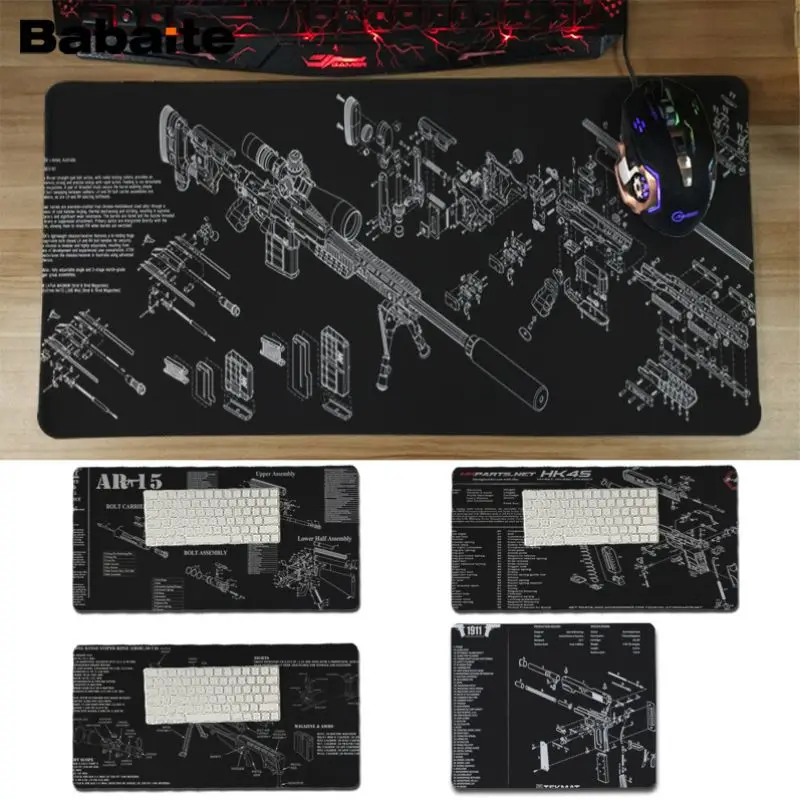 

Babaite Your Own Mats CS GO M14 AR-15 HK45 AK47 Customized laptop Large mouse pad Comfort Mouse Mat Gaming Lockedge Mousepad