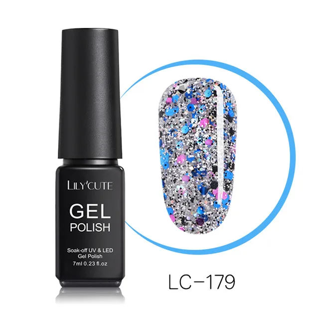 LILYCUTE 7ml Nude Glitter Gel Nail Polish Shimmer Pink Purple Soak Off UV LED Gel Polish Varnish Nail Art Lacquer - Цвет: LC-179