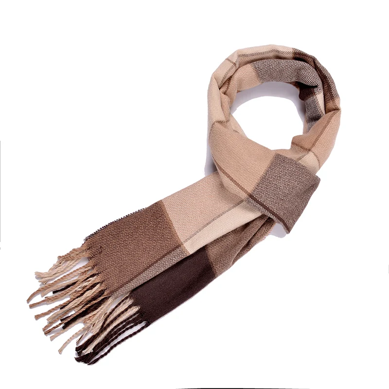 Модный мужской зимний шарф,, теплые мягкие хлопковые шарфы Bufandas Cachecol, официальный деловой мужской клетчатый шерстяной шарф 190*32 см
