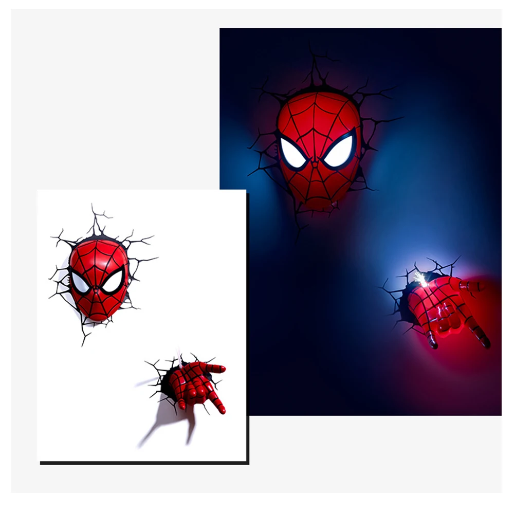  Cartoon Marvel Figure Wall Lamp Iron Man Spiderman Hulk Captain America Hero Children Night Light C - 32957319900
