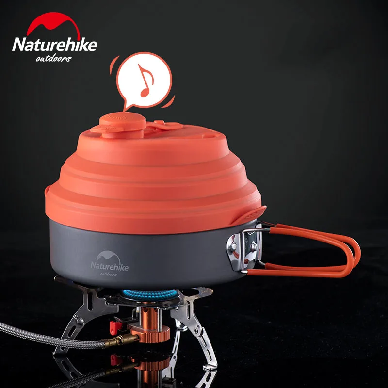  Naturehike Whistling Camping Pan with Silicone Lid 1.5L Portable picnic Cookware Camping Folding Po
