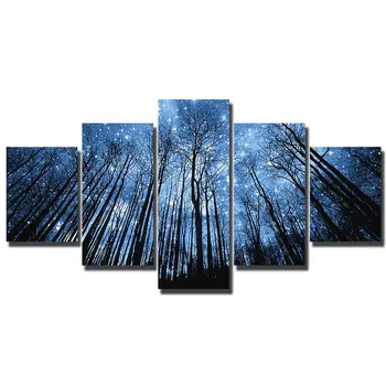 

Artryst 5 pieces of fantasy forest starry sky canvas decorative waterproof Wear-resistant HD room poster decoration WY092