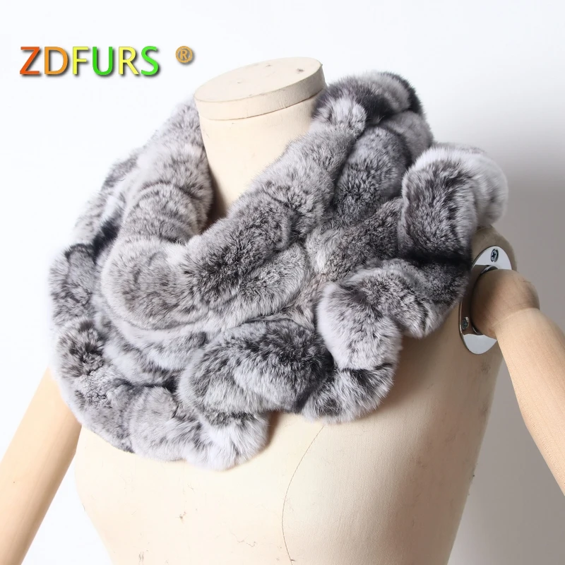 ZDFURS * 2018 новые женские шарфы из меха кролика рекс кольца зимние теплые меховые