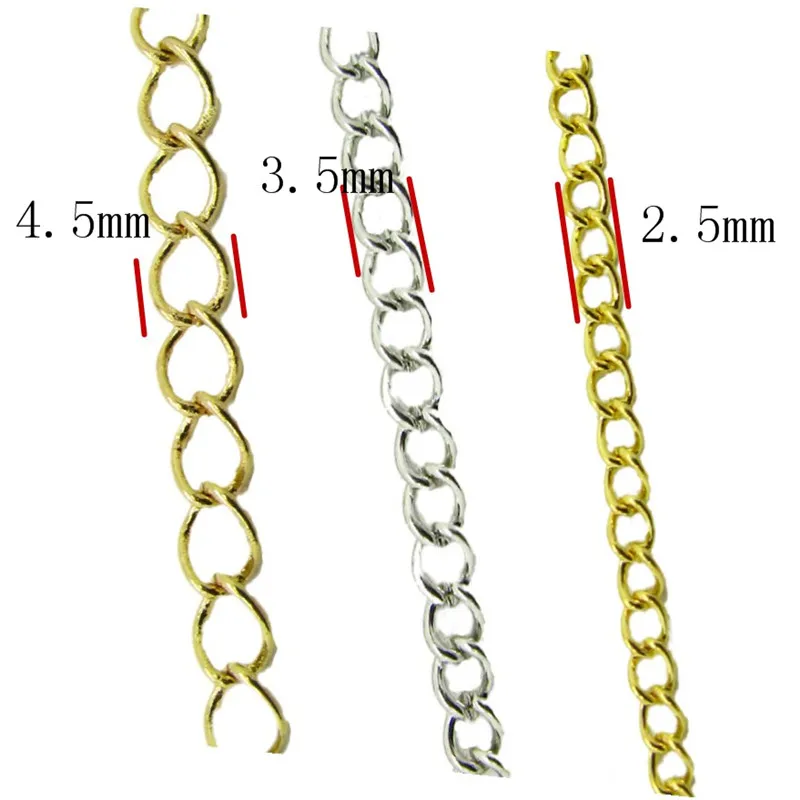 2 м/лот 2,5/3,5/4,5 мм Ширина Цепочки и ожерелья цепи родий/Серебряный/угольно-черный/античная бронза Цвет цепочка с плоским плетением для бижутерии, материал для рукоделия
