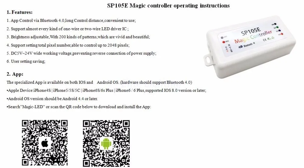 SP108E Wi-Fi WS2811 WS2812B светодиодный музыкальный контроллер SP107E SK6812 SP105E Bluetooth APA102 WS2801 IC пикселей Светодиодная лента DC5-24V