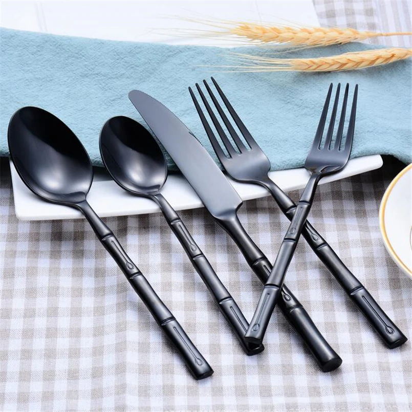 1 Set creative western gold cutlery flatware set spoon fork knife 5-piece suit high-grade stainless steel dinnerware tableware