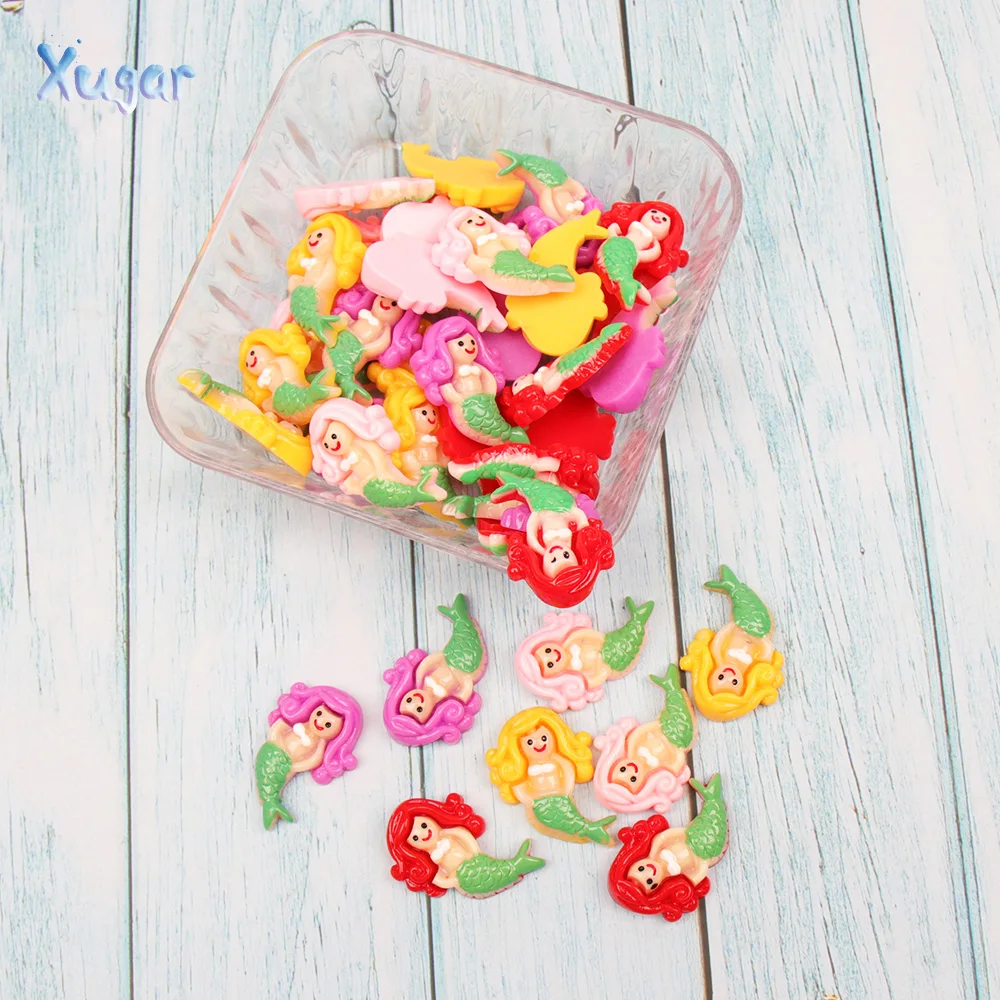 

kawaii Flat Back Resin Cabochon Princess Cartoon Mermaid DIY Craft Phone Case Hairbows Decoration Embellishment for Scrapbooking