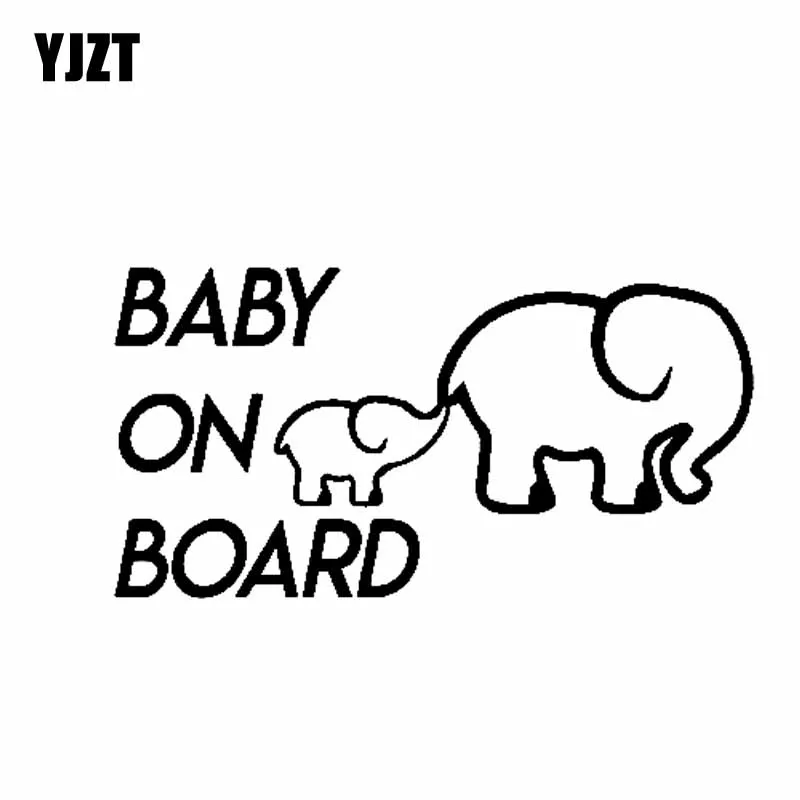 YJZT 14CM*7.4CM BABY ON BOARD Elephant Vinyl Decal Car Sticker Saftey