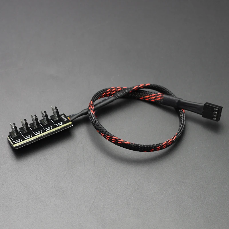 Case PC Cooler Fan Power Cable 1 Female to 4 /5 Male 4Pin Socket Fan Hub Splitter Cable for 3Pin