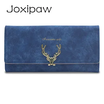 

2018 Latest Christmas Deer Women Leather Wallet VintageTri-Folds Luxury Cash Purse Girl Small Black Clutch coin purses holders