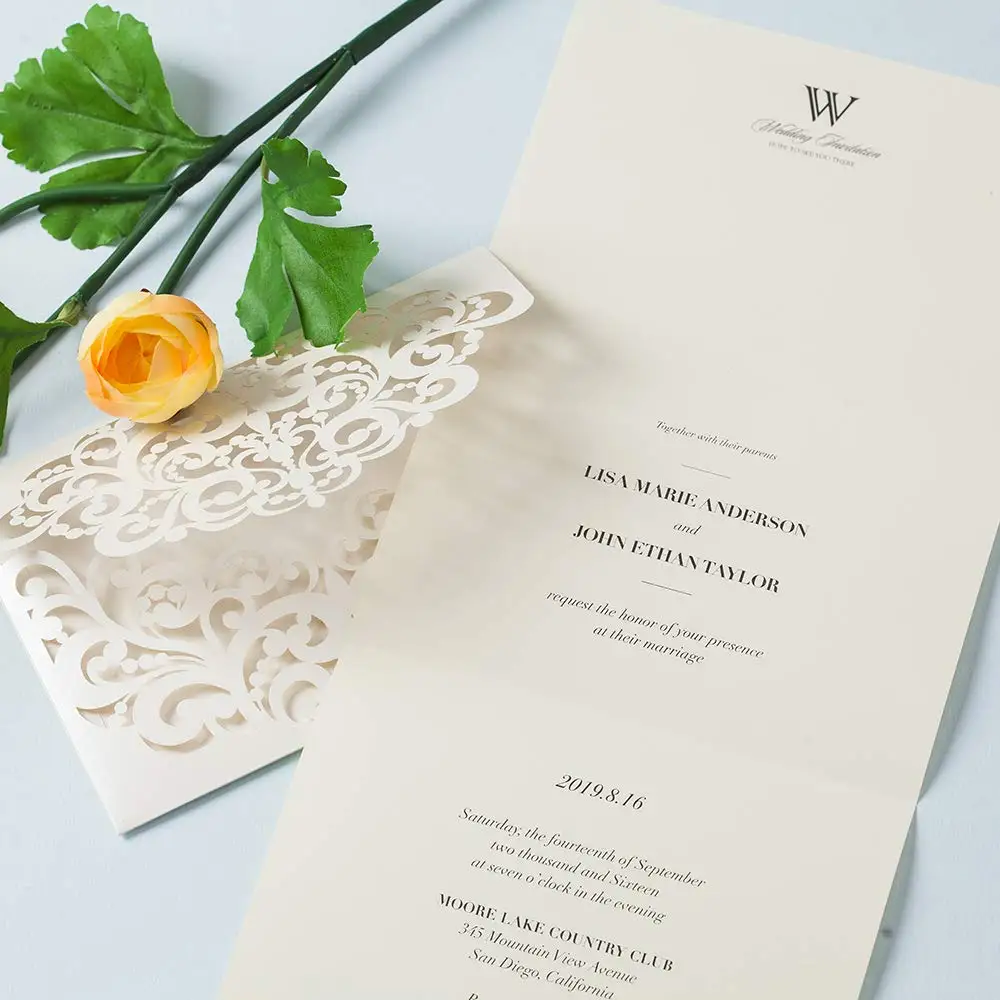  20PCS White Heart Laser Cut Wedding Invitations Card for Paraboda Graduation Rehearsal Dinner Birth - 32991294653