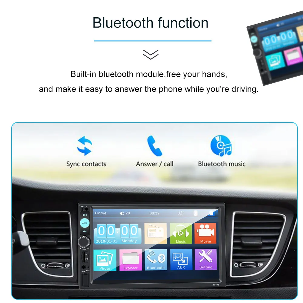 2din Car Radio 7" HD Autoradio Multimedia Player 2 DIN Touch Screen Auto audio Car Stereo MP5 Bluetooth USB TF FM Camera