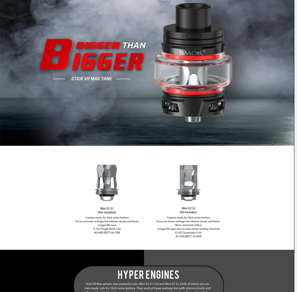 Electronic Cigarettes Smok Stick V9 Max 8.5ml Staret Kit 4000mah Battery Stick V9 Max tank with Baby V2 S1V2 S2 VS Stick Prince (10)