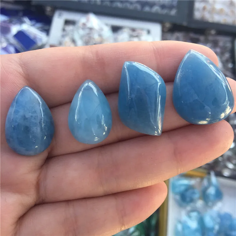 1 шт. природный аквамарин синий капля для DIY ювелирных изделий бусины Природный камень