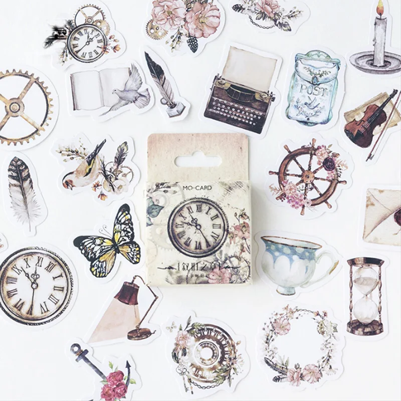 

46 pcs/box Retro items mini paper sticker decoration stickers DIY ablum diary scrapbooking label sticker kawaii stationery