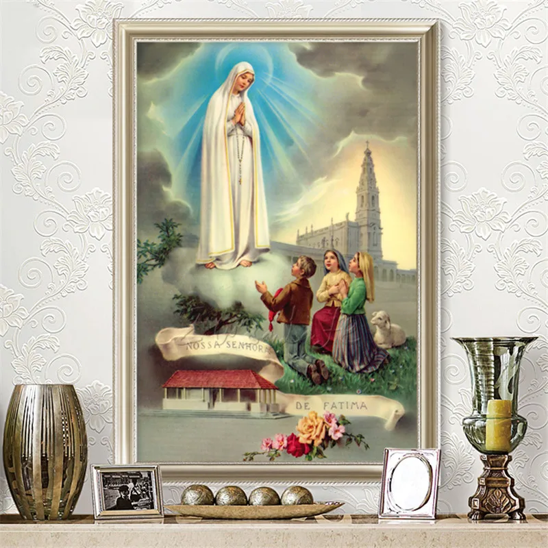 Постер и принт Иисуса Христова Девы и нашей леди Фатимы, рождественские украшения для дома, настенные картины для декора гостиной