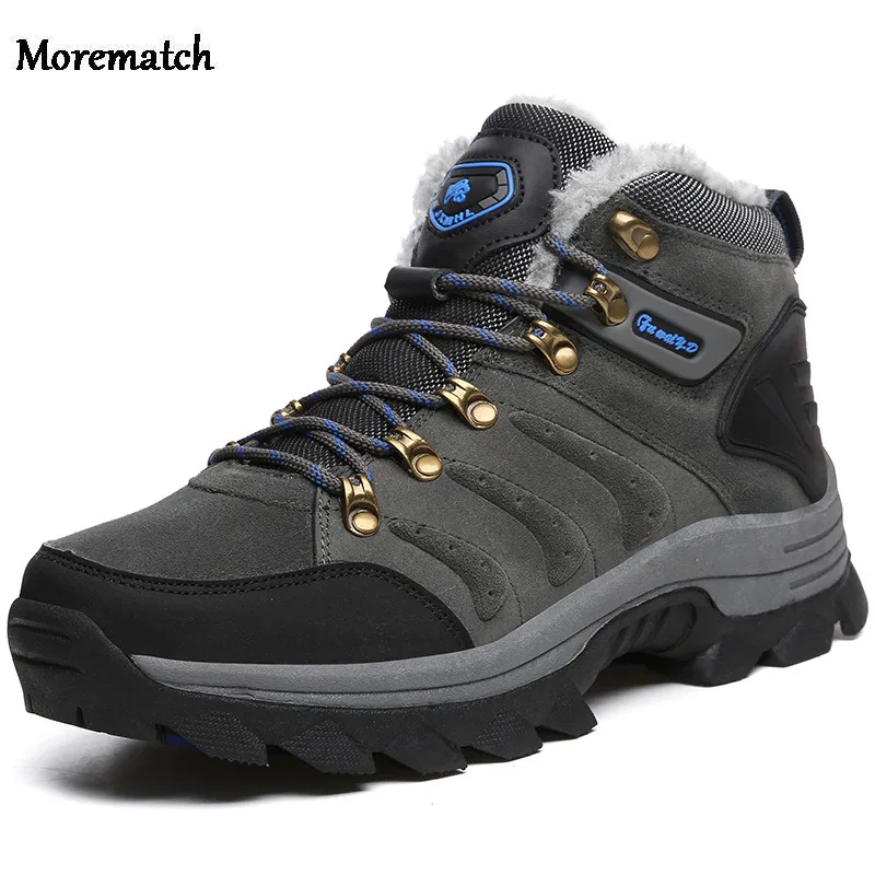 

Morematch Warm Winter Men Outdoor Hiking Shoes Leather Anti-skid Breathable Climbing Trekking Hiking Sneakers