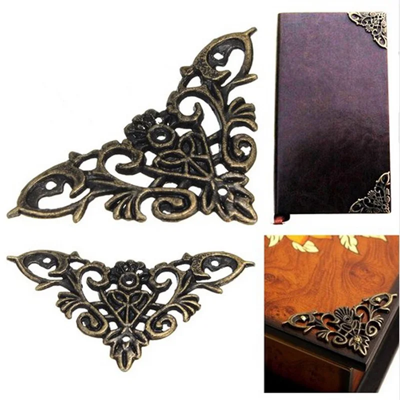 12 Pcs/set Beautiful Vintage Butterfly Box Angle High Quality Zinc Alloy Corner Flower for desks doors