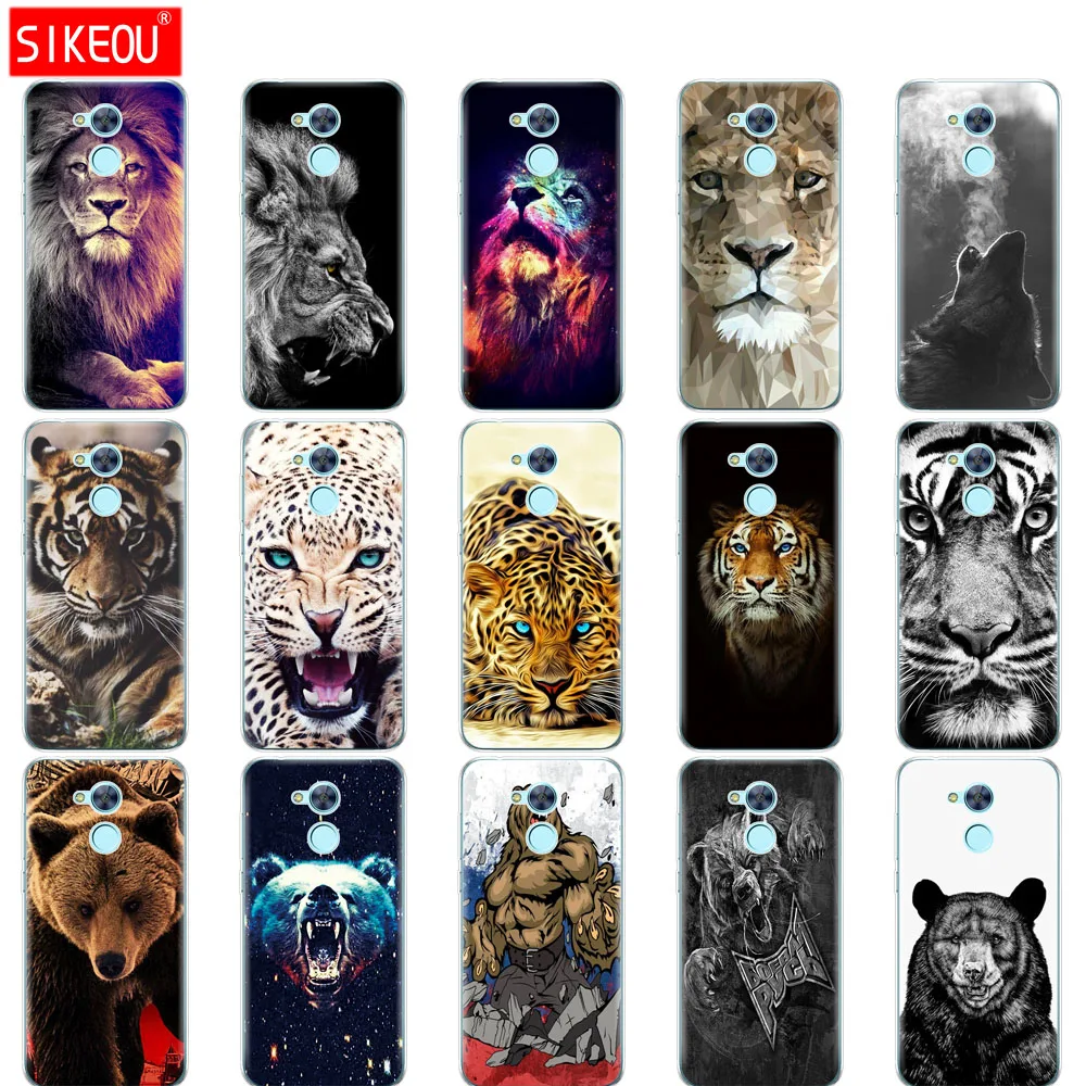 

Silicone phone Case For huawei honor 6A soft tpu Phone Back cover full 360 Protective wolf tiger lion Leopard bear
