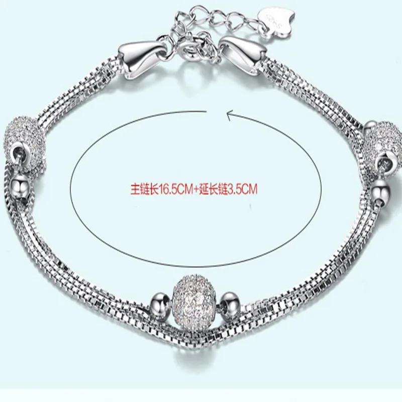 

Silver but 925 pure silver bracelet female transfer bead silver jewelry multi-layer day gift girlfriend gifts