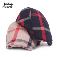 Новинка, клетчатые хлопковые мужские и женские береты, Ретро стиль, плоские Остроконечные шапки, таксисты, плюща, шапки Newsboy, шапки для унисекс, хорошее качество, GH-754