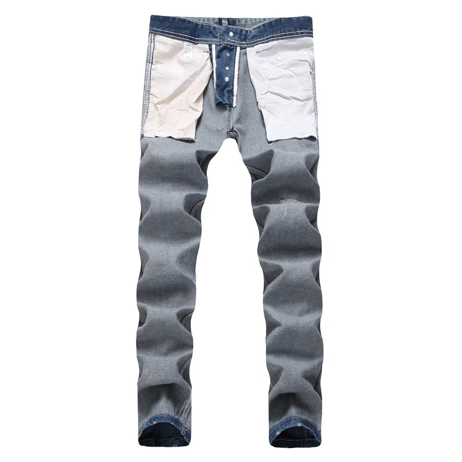 Gersri джинсы мужские весенне-осенние рваные и потёртые прямые тонкие окрашенные печатные байкерские джинсы стретч Брендовые мужские брюки