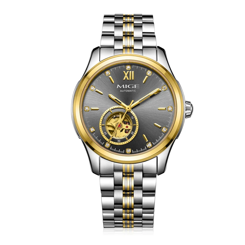 2017 Real New Rushed Sale Mechanical Man font b Watches b font Gray White Steel Watchband