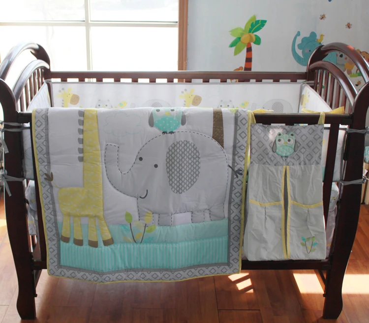 Compare Prices On Baby Bedding Elephants- Online Shopping/Buy Low 8 Pc Crib Infant Room Kids Baby Bedroom Set Nursery Bedding Blue Grey Elephant Cot bedding - Compare Prices On Baby Bedding Elephants- Online Shopping/Buy Low