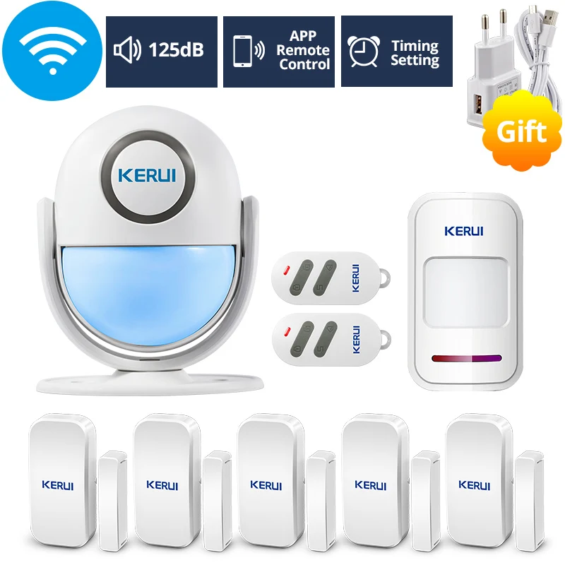 KERUI WIFI 120db ПИК охранная сигнализация для IOS/Android Приложении для дома Защита от взлома Хост детектора окна/двери - Цвет: KIT4