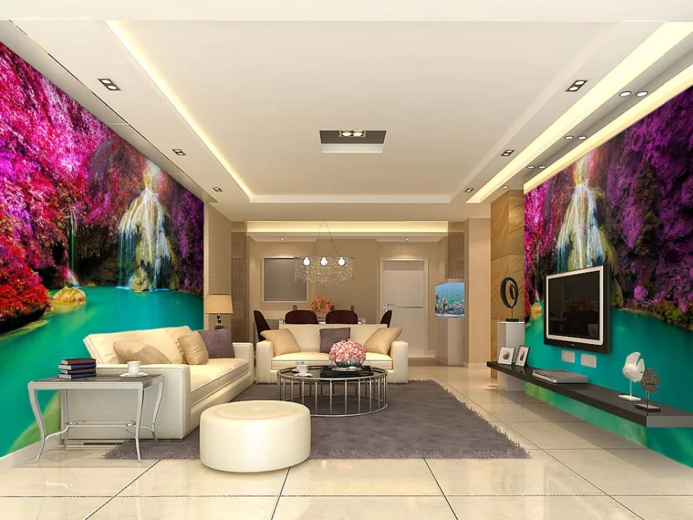 Home Decor Wall Papers 3d Nature Waterfall Scenery Photo Wall Paper Mural Living Room Bedroom Self Adhesive Vinyl Silk Wallpaper Photo Wallpaper Natural Landscape Photoswall Paper 3d Aliexpress
