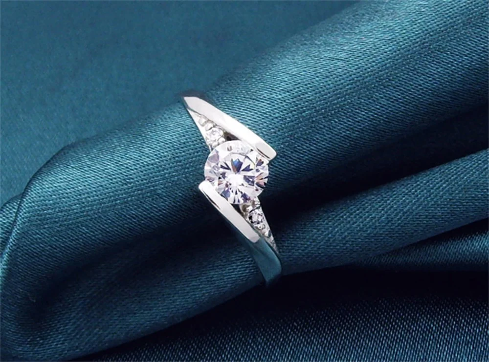 YANHUI Original Pure Solid 925 Silver Ring Luxury 0.5 Carat CZ Zircon Engagement Wedding Rings For Women Ring Size 4 -10 J50036