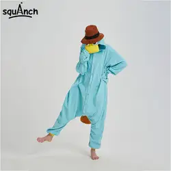 Животное утка Onesie Duckmole пижамы мультфильм Забавный кигуруми взрослых для мужчин женщин флис карнавальный зимний костюм наряд