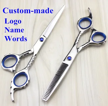 

Custom-made 440c 6 inch snakeskin cut hair scissor cutting barber hair makas thinning scisor shears hairdressing scissors set