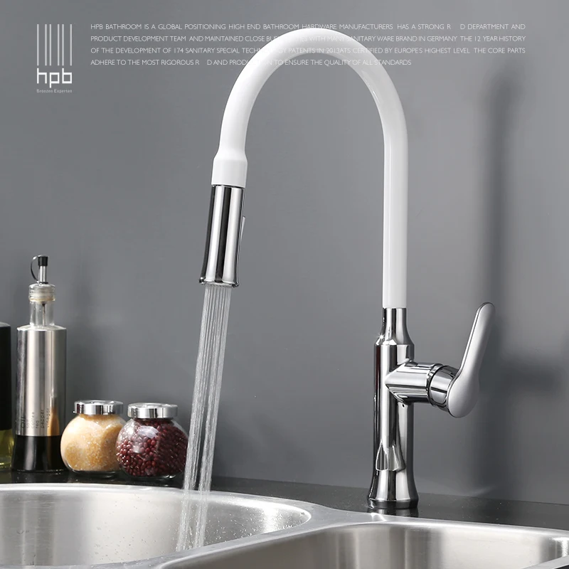 

Contemporary Chrome Finish Brass Pull Out Sprayer Single Handle Swivel Spout Vessel Sink Kitchen Faucet Deck Mount Mixer Tap