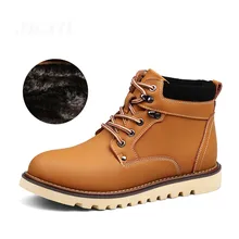 2018 Men’s Leather Boots With Warm Fur Winter/Autumn Men Ankle Boots Men’s Snow Boots Shoes Work Footwear Big Size 38-46